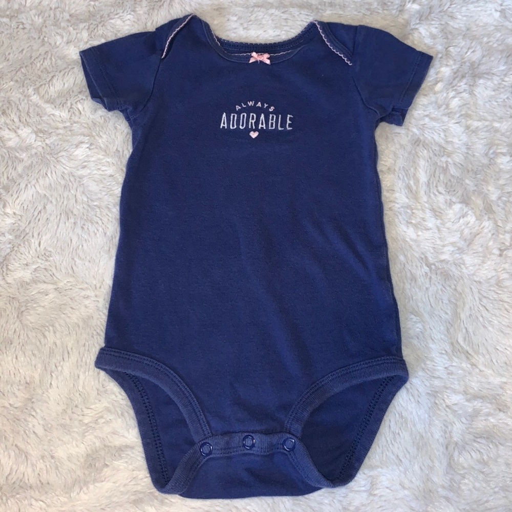 (3 for $10) carters 12 month blue navy always adorable bodysuit baby girl clothi